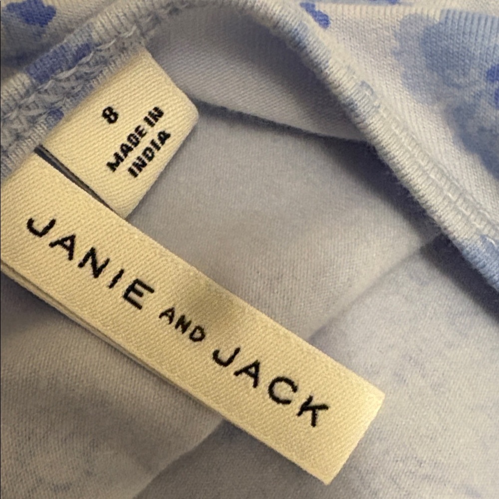 Janie and Jack EVERYDAY Blue Floral Puff-Sleeve Girls' Dress Size 8 - Picture 3 of 4